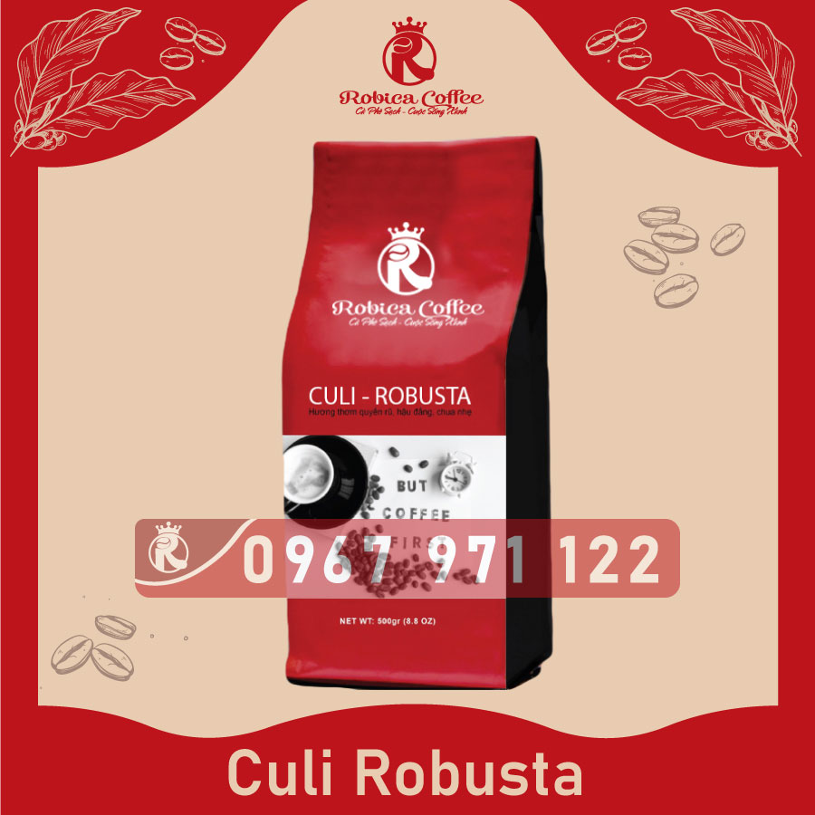 cà phê Culi Robusta thương hiệu Robica vị đắng đậm