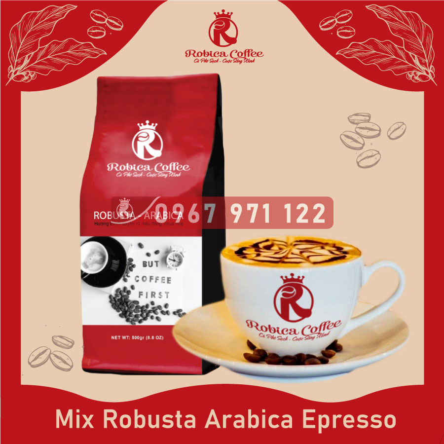cà phê gói mix Robusta Arabica Espresso mùi vị cân bằng chua thanh, chút đắng nhẹ
